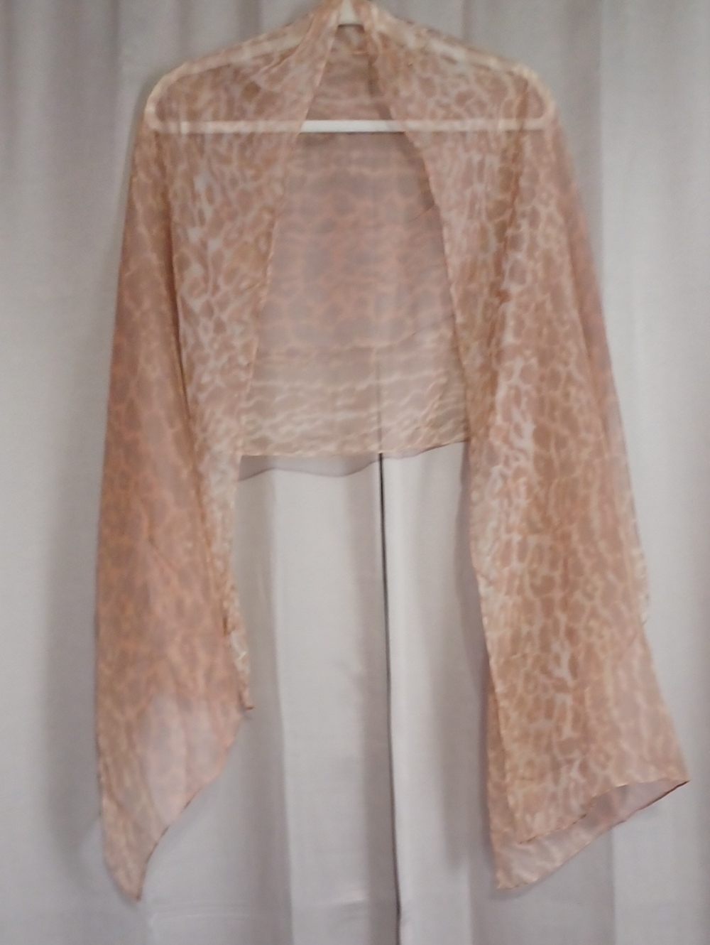 Connection18 Sheer Pink Peach Animal Print Scarf Shawl 74×23 Chiffon Leopard - Picture 1 of 10